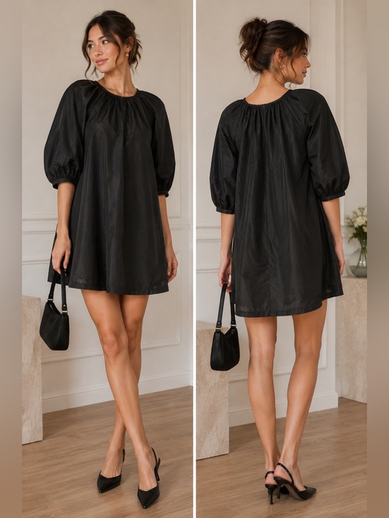 Aritzia Dresses & Skirts - Aritzia Wilfred Cava Taffeta Trapeze Dress – Black – Women’s XXS EUC